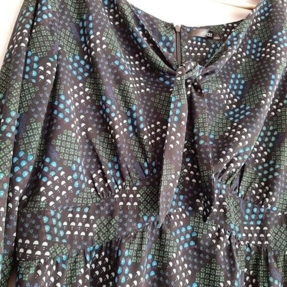 eSHAKTI | Flowy Lightweight Abstract Floral Mini Dress Tan Brown Sz L - Picture 5 of 11